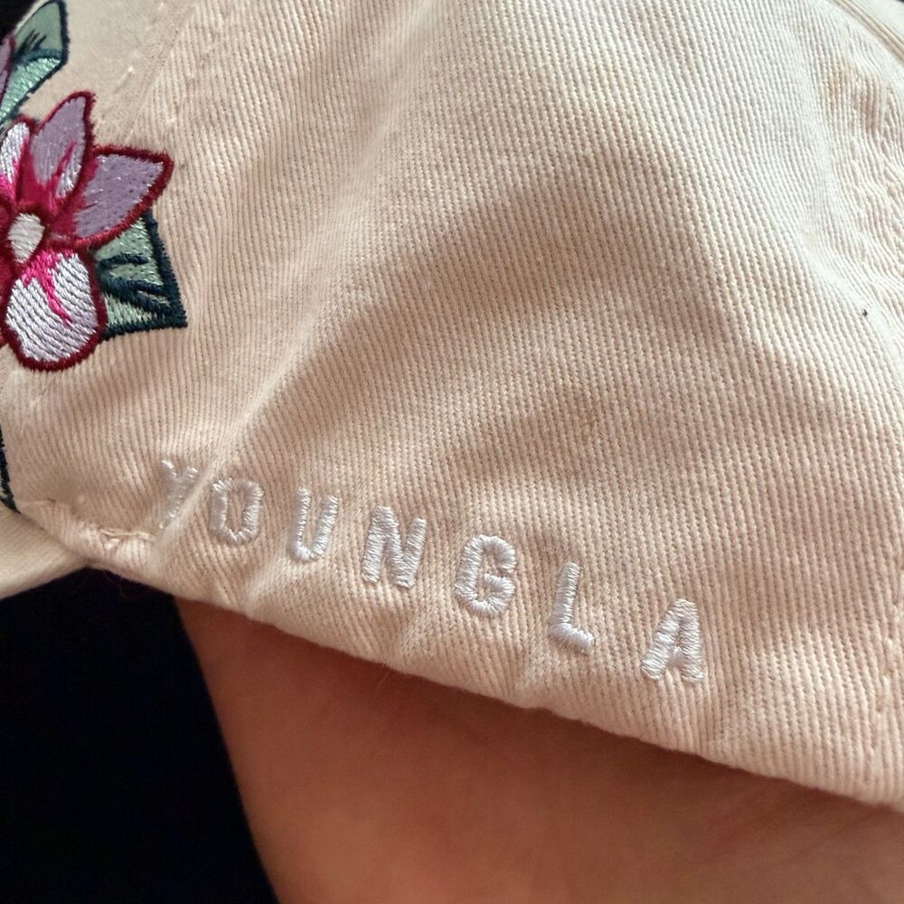 YoungLA Floral Hummingbird Embroidered Baseball Cap Beige Adjustable Cotton Hat - Picture 10 of 15